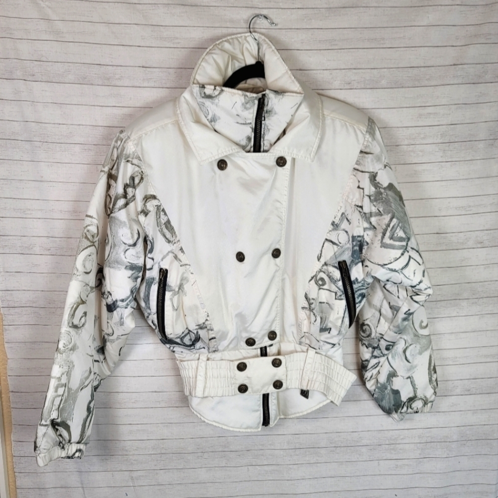 NILS SKIWEAR VINTAGE IVORY WHITE  CROPPED PARKA, SZ 10